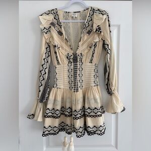 HEMANT & NANDITA Cream and Black Patterned dress